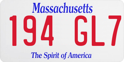 MA license plate 194GL7