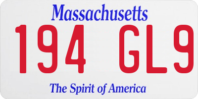 MA license plate 194GL9