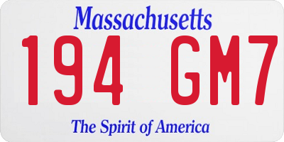 MA license plate 194GM7