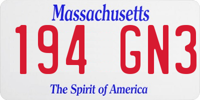 MA license plate 194GN3
