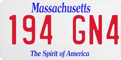 MA license plate 194GN4