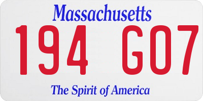 MA license plate 194GO7