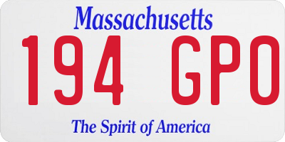 MA license plate 194GP0