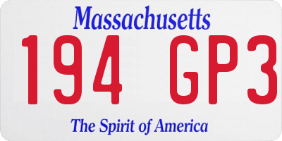 MA license plate 194GP3