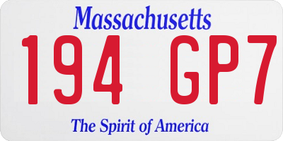 MA license plate 194GP7