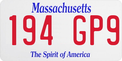 MA license plate 194GP9