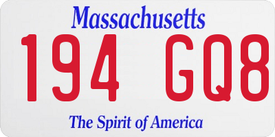 MA license plate 194GQ8