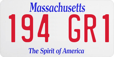 MA license plate 194GR1
