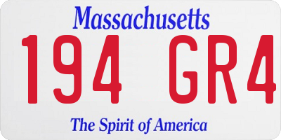 MA license plate 194GR4