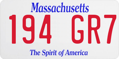 MA license plate 194GR7