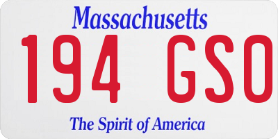 MA license plate 194GS0