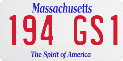 MA license plate 194GS1