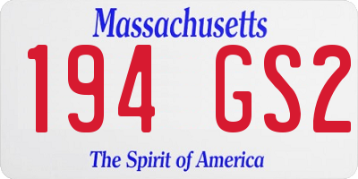 MA license plate 194GS2