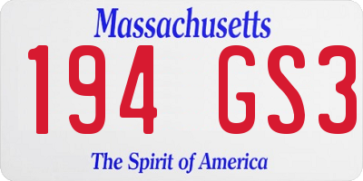 MA license plate 194GS3