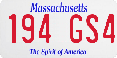 MA license plate 194GS4