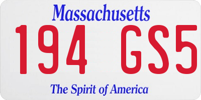 MA license plate 194GS5