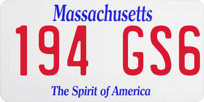 MA license plate 194GS6