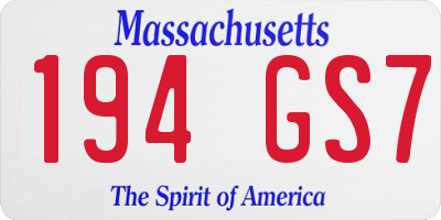 MA license plate 194GS7