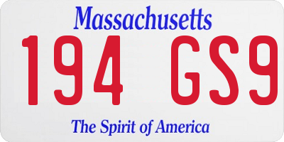 MA license plate 194GS9