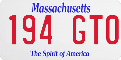 MA license plate 194GT0