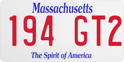 MA license plate 194GT2