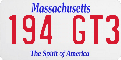 MA license plate 194GT3