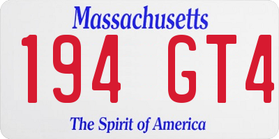 MA license plate 194GT4