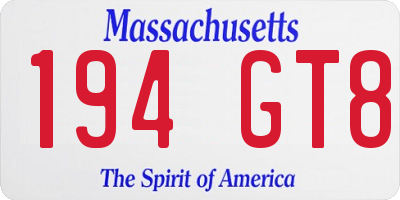 MA license plate 194GT8