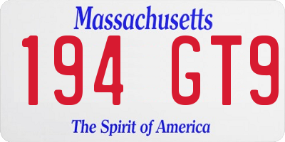MA license plate 194GT9