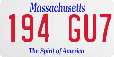 MA license plate 194GU7