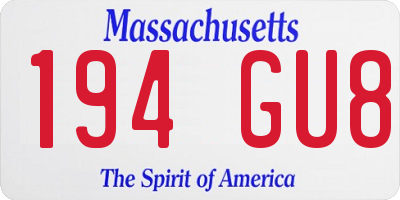 MA license plate 194GU8