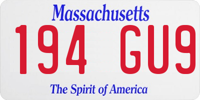 MA license plate 194GU9