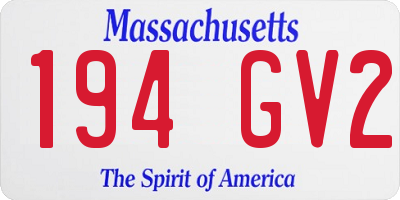 MA license plate 194GV2