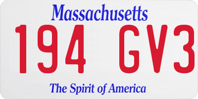 MA license plate 194GV3
