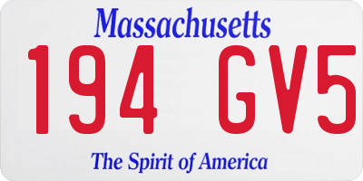 MA license plate 194GV5