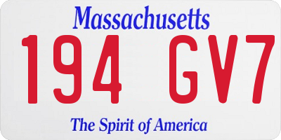 MA license plate 194GV7