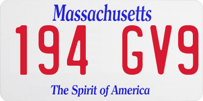 MA license plate 194GV9