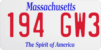MA license plate 194GW3