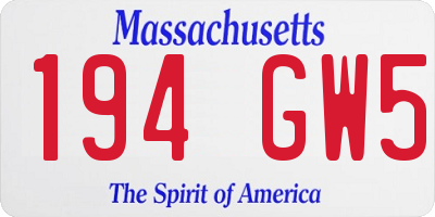 MA license plate 194GW5