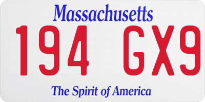 MA license plate 194GX9
