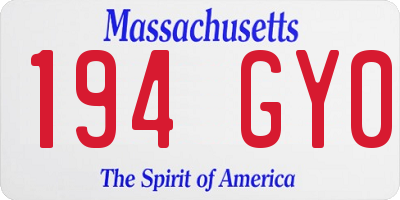 MA license plate 194GY0