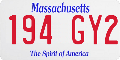 MA license plate 194GY2