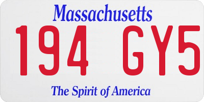 MA license plate 194GY5