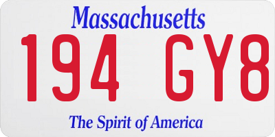 MA license plate 194GY8