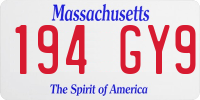 MA license plate 194GY9