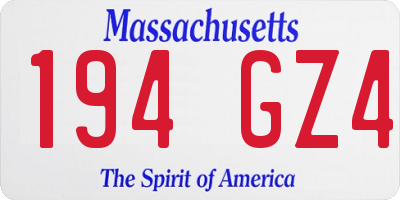 MA license plate 194GZ4