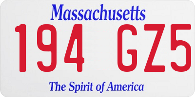 MA license plate 194GZ5
