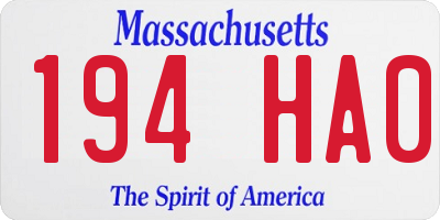 MA license plate 194HA0
