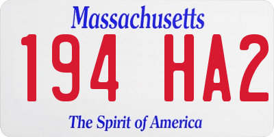MA license plate 194HA2