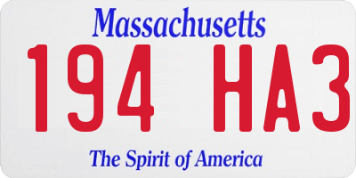 MA license plate 194HA3